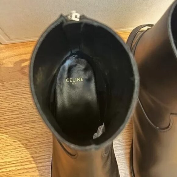 Celine Jacno Shiny Calfskin Back Buckle Zipped Black Boot size 41 - Picture 4 of 4